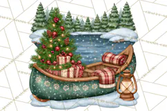 Christmas Camper Clipart PNG Vintage Holiday Camping Product Image 4