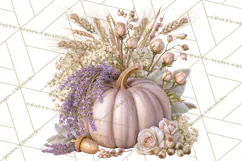 Vintage Floral Pumpkin Clipart PNG, Fall Halloween Product Image 5