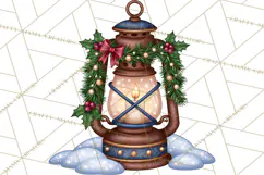 Christmas Camper Clipart PNG Vintage Holiday Camping Product Image 5