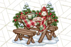 Christmas Camper Clipart PNG Vintage Holiday Camping Product Image 2