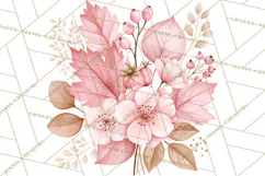 Pink Autumn Cottage Clipart PNG Product Image 3