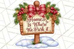 Christmas Camper Clipart PNG Vintage Holiday Camping Product Image 3