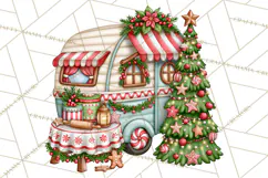 Christmas Camper Clipart PNG Vintage Holiday Camping Product Image 4