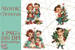Atomic Age Christmas Clipart PNG, Retro 1950's Winter Decor Product Image 1