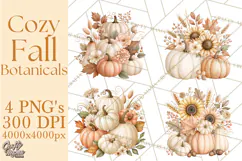 Fall Harvest Florals Clipart PNG, Autumn Floral Designs Product Image 1
