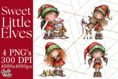 Sweet Little Christmas Elves PNG, Cute Holiday Elf Clip Art Product Image 1