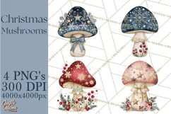 Christmas Mushroom Clipart PNG Product Image 1