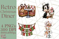1950s Vintage Christmas Clipart Retro Soda Fountain Clip Art Product Image 1