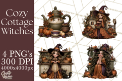 Cozy Cottage Witch PNG, Halloween Clipart Product Image 1