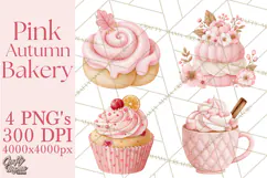 Pink Autumn Bakery Clipart PNG Product Image 1