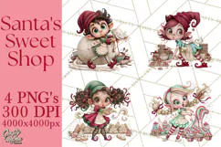 Christmas Bakery PNG Clipart, Santa & Elf Characters, Baker Product Image 1