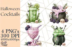 Halloween Cocktails Clipart PNG, Spooky Drinks Product Image 1