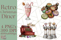 1950s Vintage Christmas Clipart Retro Soda Fountain Clip Art Product Image 1