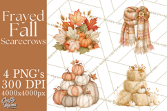 Frayed Fall Scarecrows PNG, Halloween Clipart Product Image 1