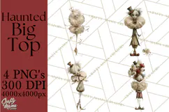 Haunted Circus Clipart PNG, Spooky Halloween Clowns Product Image 1