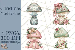 Christmas Mushroom Clipart PNG Product Image 1