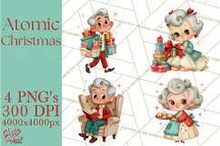 Atomic Age Christmas Clipart PNG, Retro 1950's Winter Decor Product Image 1
