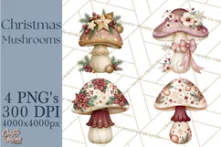 Christmas Mushroom Clipart PNG Product Image 1