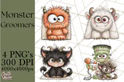 Monster Pet Groomers Halloween Clipart PNG Product Image 1