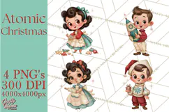 Atomic Age Christmas Clipart PNG, Retro 1950's Winter Decor Product Image 1