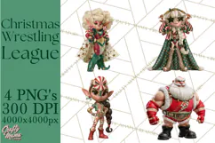 Christmas Wrestling Clipart PNG, Santa Wrestlers Product Image 1