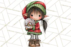 Sweet Little Christmas Elves PNG, Cute Holiday Elf Clip Art Product Image 9
