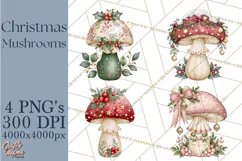 Christmas Mushroom Clipart PNG Product Image 1