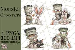 Monster Pet Groomers Halloween Clipart PNG Product Image 1
