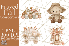 Frayed Fall Scarecrows PNG, Halloween Clipart Product Image 1