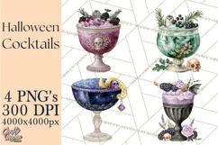 Halloween Cocktails Clipart PNG, Spooky Drinks Product Image 1