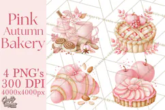 Pink Autumn Bakery Clipart PNG Product Image 1