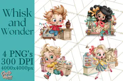 Whimsical Bakery Girls & Boys PNG Clipart, Baker Characters Product Image 1