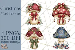 Christmas Mushroom Clipart PNG Product Image 1