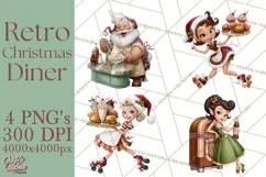 1950s Vintage Christmas Clipart Retro Soda Fountain Clip Art Product Image 1
