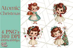 Atomic Age Christmas Clipart PNG, Retro 1950's Winter Decor Product Image 1