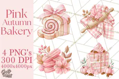 Pink Autumn Bakery Clipart PNG Product Image 1