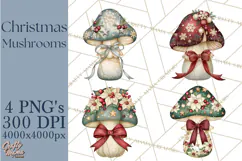 Christmas Mushroom Clipart PNG Product Image 1