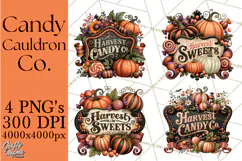 Retro Halloween Candy Shop Clipart PNG Product Image 1