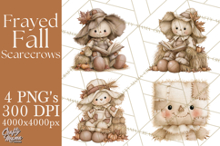 Frayed Fall Scarecrows PNG, Halloween Clipart Product Image 1