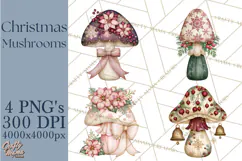 Christmas Mushroom Clipart PNG Product Image 1