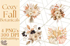 Fall Harvest Florals Clipart PNG, Autumn Floral Designs Product Image 1