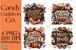 Retro Halloween Candy Shop Clipart PNG Product Image 1