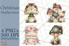 Christmas Mushroom Clipart PNG Product Image 1