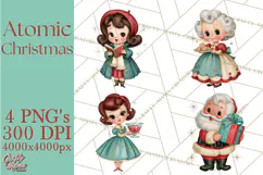 Atomic Age Christmas Clipart PNG, Retro 1950's Winter Decor Product Image 1