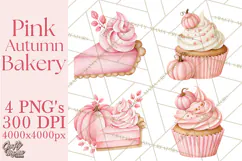 Pink Autumn Bakery Clipart PNG Product Image 1