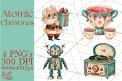 Atomic Age Christmas Clipart PNG, Retro 1950's Winter Decor Product Image 1