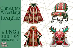 Christmas Wrestling Clipart PNG, Santa Wrestlers Product Image 1