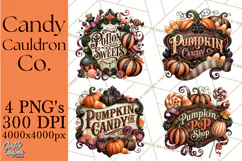 Retro Halloween Candy Shop Clipart PNG Product Image 1