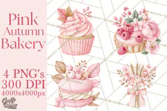 Pink Autumn Bakery Clipart PNG Product Image 1
