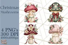 Christmas Mushroom Clipart PNG Product Image 1